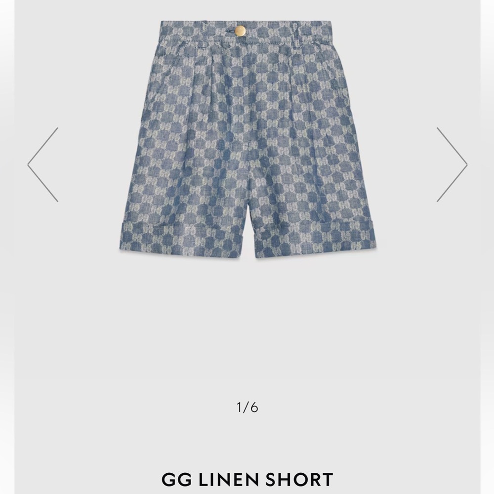 Gucci GG Linen Shorts in Washed Blue Jacquard